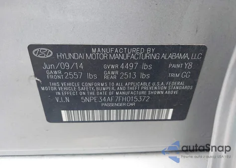 2015 Hyundai Sonata Limited z USA, uszkodzony, nr VIN 5NPE34AF7FH015372